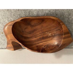 Monkeypod Wood Whale Bowl 12 by 6.5 From Hawaii #537